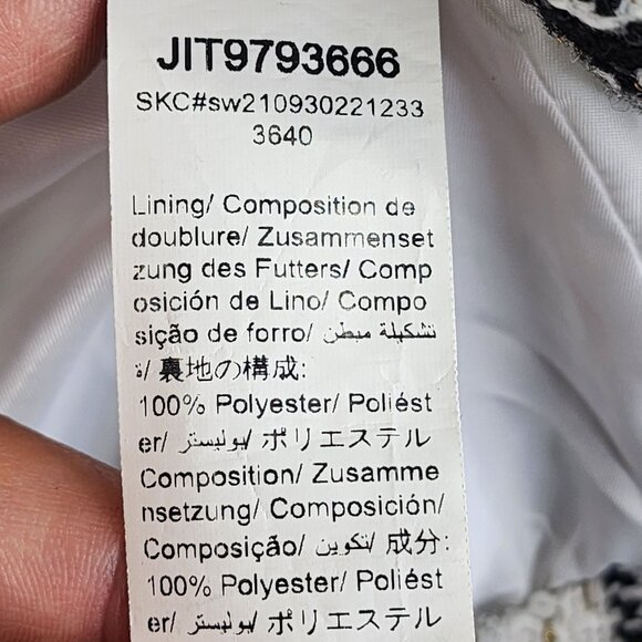 Womens Shein Black White & Gold Checkered Tweed Blazer Jacket Double Breasted L - Picture 7 of 11